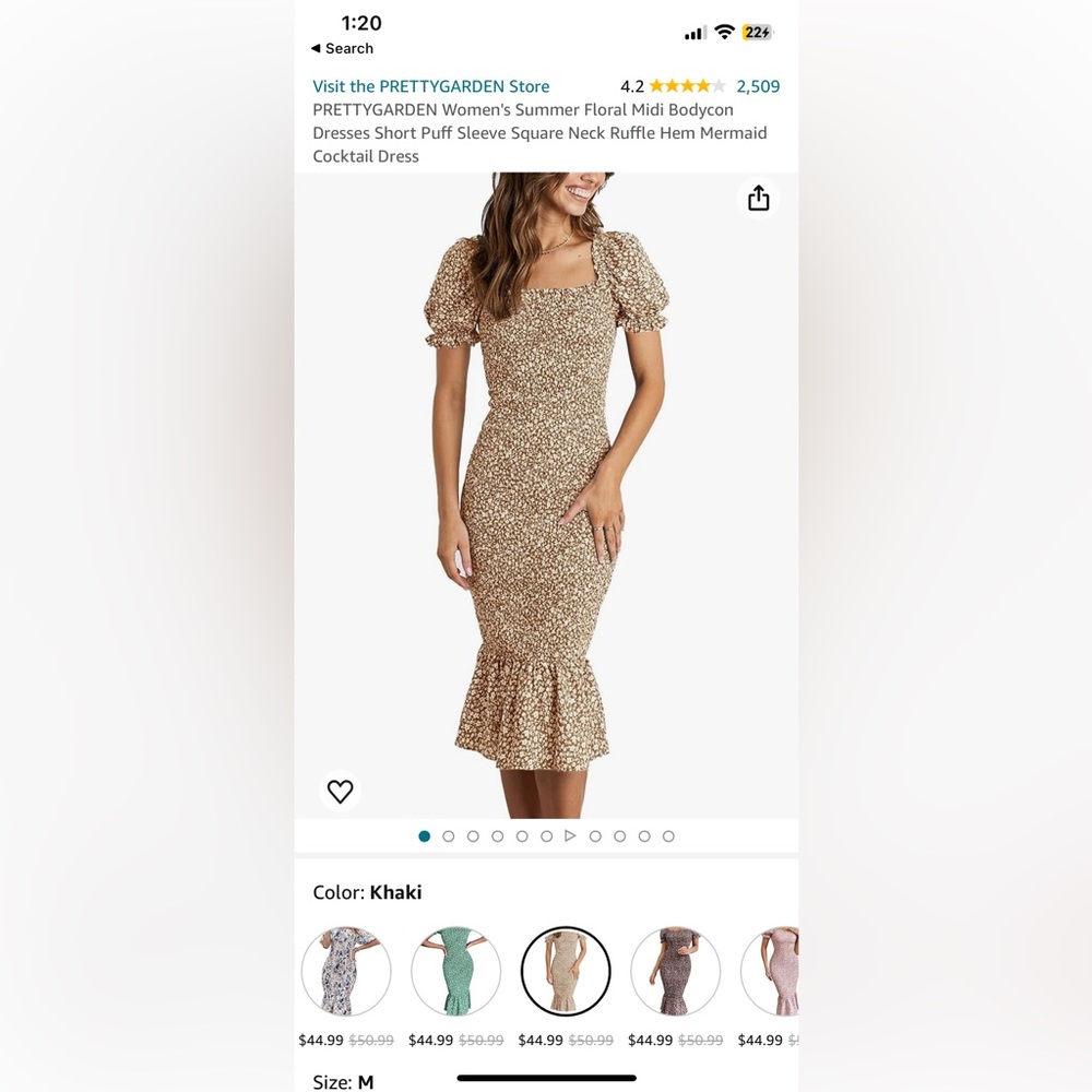 Pretty Garden Brown Floral Mermaid/ Trump Dress Size Large Maternity